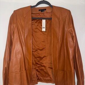 Theory Brown Faux Leather Blazer